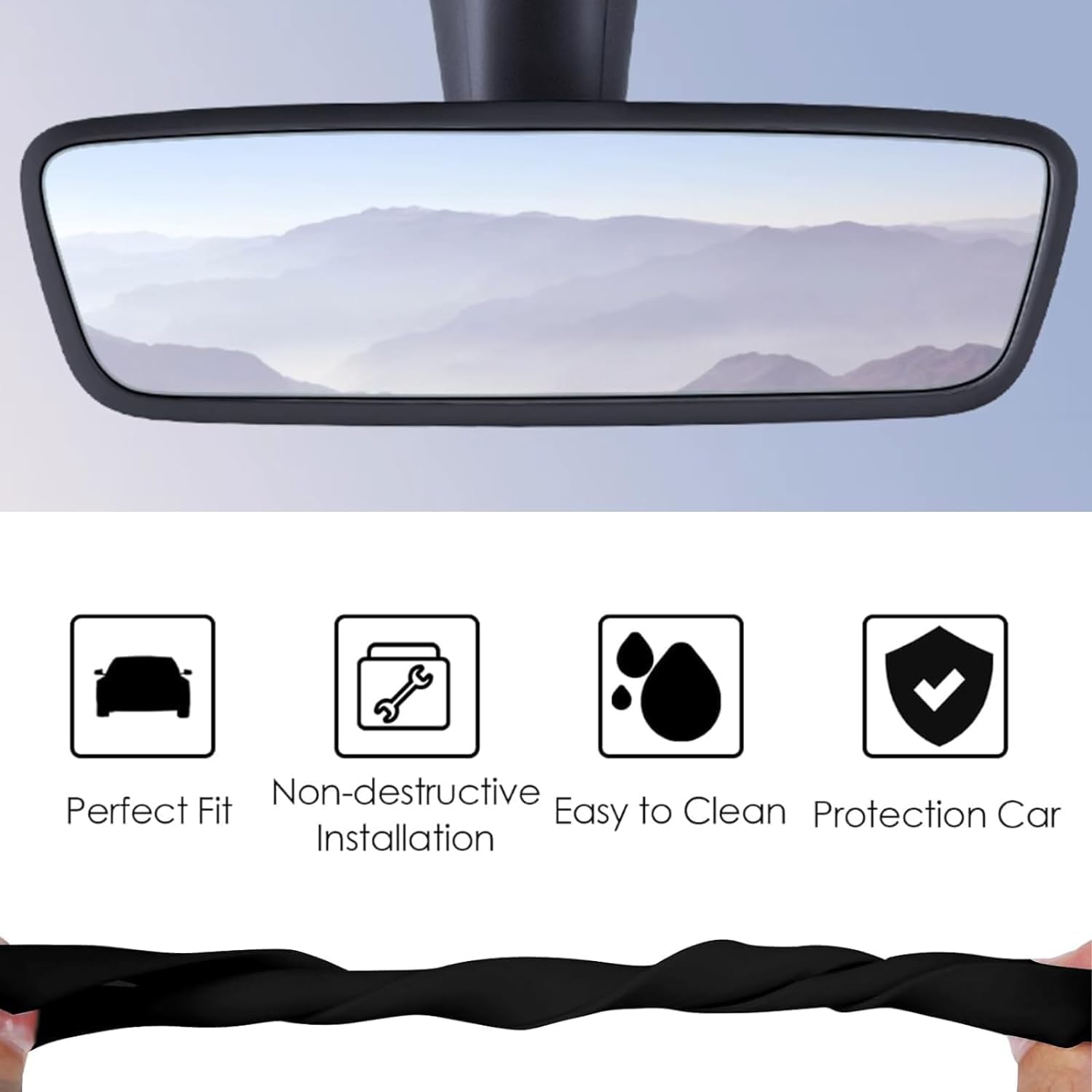 2PCS Screen Rear view Mirror Protector Trim Frame For Tesla Model 3 Y
