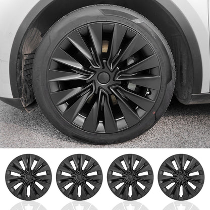 19" Black Turbine Wheel Cover Hubcaps for Tesla Model Y 2020-2024 – Set of 4