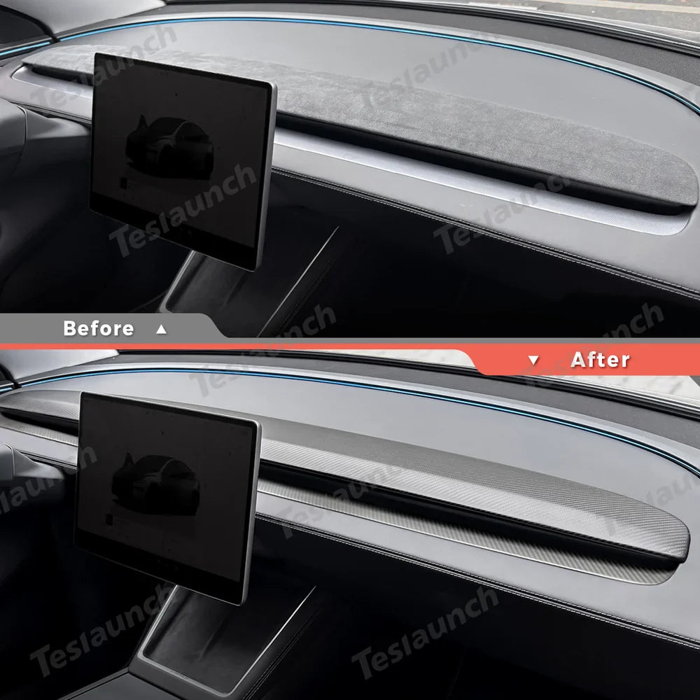 [Real Carbon Fiber] Dashboard Vent Trim for Tesla Model Y Juniper 2025+
