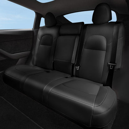 All-Inclusive Tesla Model Y 7 Seater Seat Cover (2nd-Row 40/60 Split Bench Design) Black 2nd-Row Seats Only