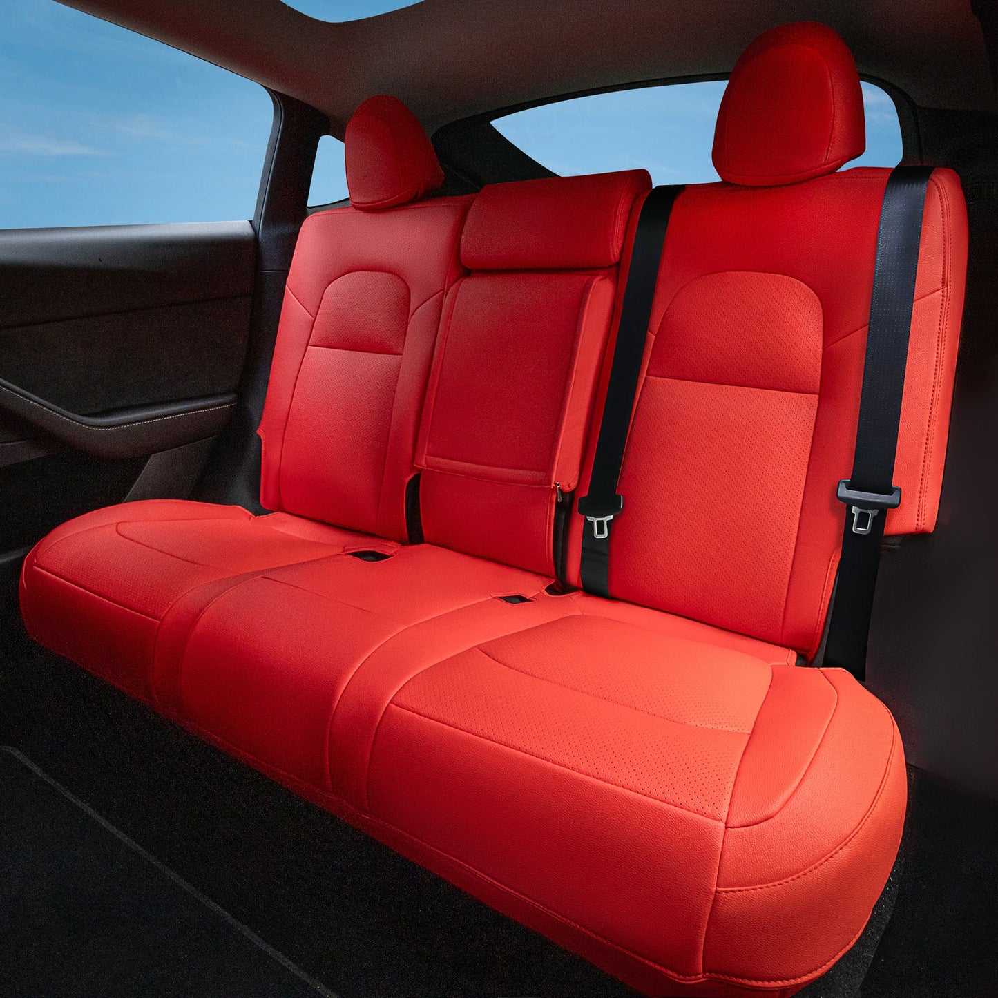 All-Inclusive 2024+ Tesla Model 3 Highland Seat Cover Standard Leather Red Rear Seats Only