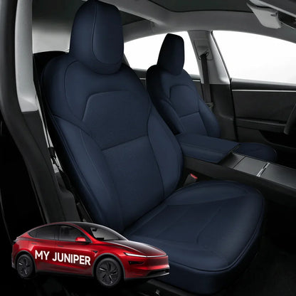 All-Inclusive Seat Cover for New Tesla Model Y Juniper 2025+ Nappa Leather Blue Full Set (Front & Rear Seats)