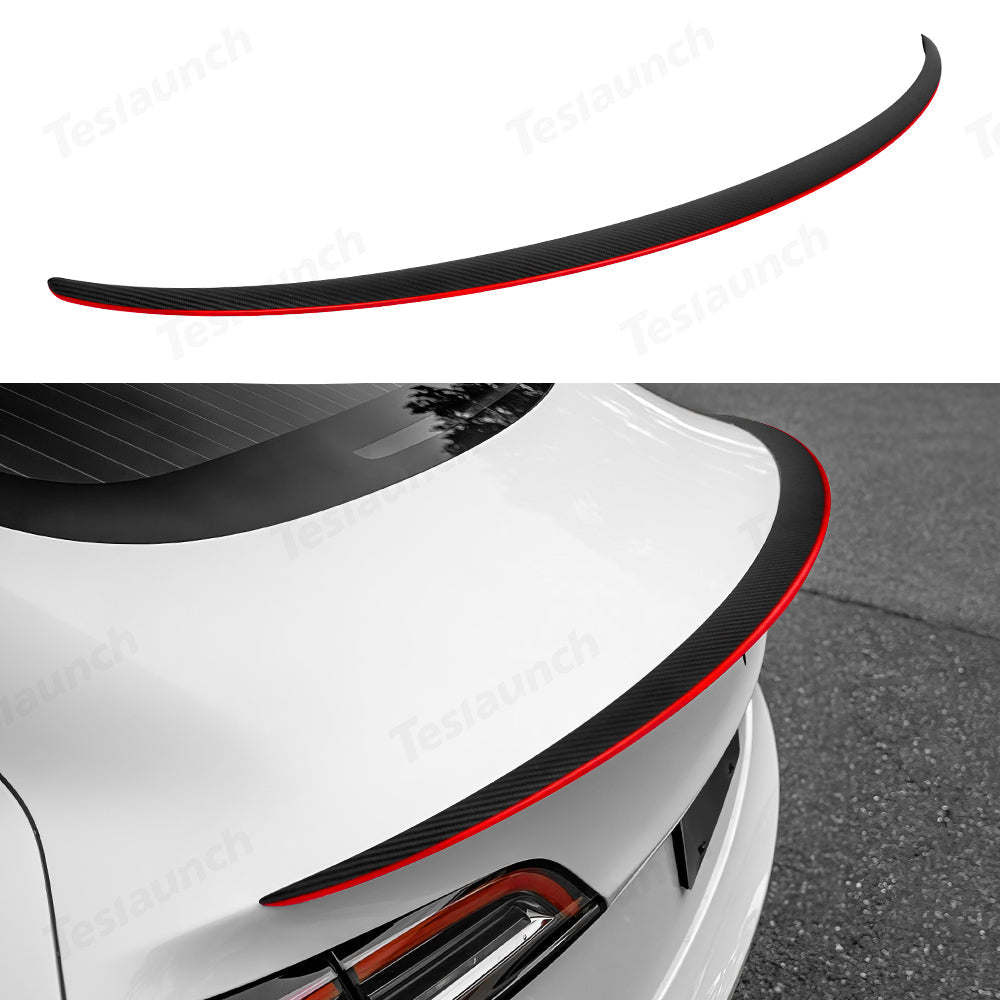 [Real Carbon Fiber] Spoiler Wing With Red Line for Tesla Model Y/3 Matte Real Carbon Fiber 2017-2023.08 Model 3