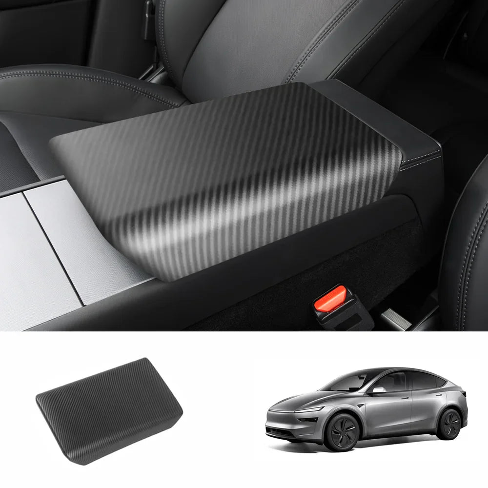 ABS Center Console Armrest Cover for Tesla Model Y Juniper 2025+ Matte Carbon Fiber