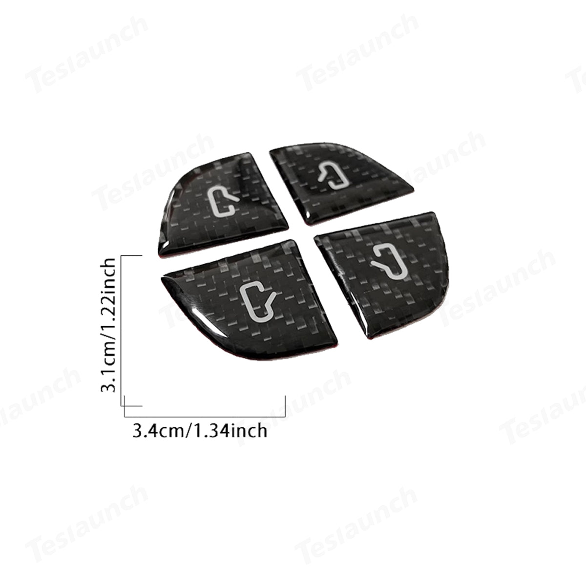 Real Carbon Fiber Window Switch Button Cover Sticker 4 PCS For Tesla Model 3 Highland 2024+ / Model Y Juniper 2025+