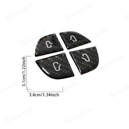 Real Carbon Fiber Window Switch Button Cover Sticker 4 PCS For Tesla Model 3 Highland 2024+ / Model Y Juniper 2025+