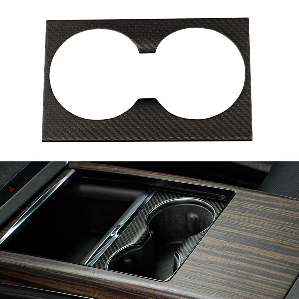 [Real Carbon Fiber] Console Cup Holder Cover for Tesla Model S/X 2022+ Matte Carbon Fiber