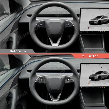 [Real Carbon Fiber] Steering Wheel Trim Cover Kit for Tesla Model Y Juniper 2025+