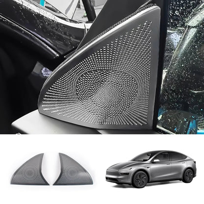 Stainless Steel Front Door Triangle Speaker Covers for Tesla Model Y Juniper 2025+ Titanium Black