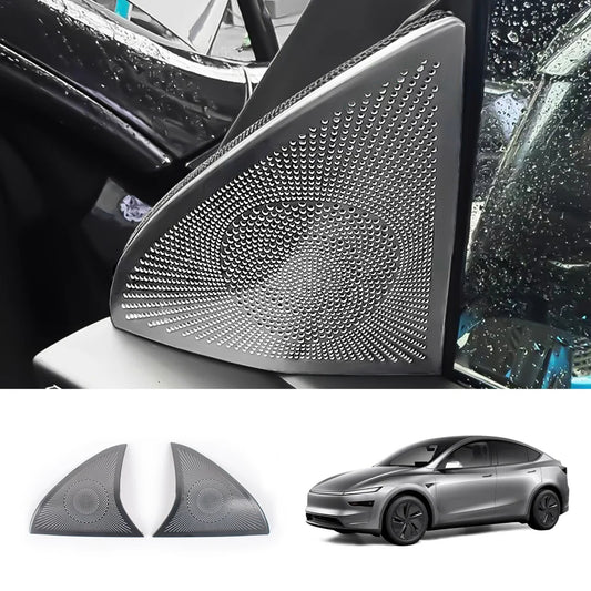 Stainless Steel Front Door Triangle Speaker Covers for Tesla Model Y Juniper 2025+ Titanium Black