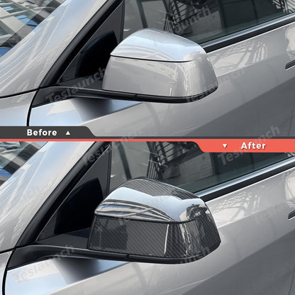 [Real Carbon Fiber] Rear View Mirror Covers for Tesla Model Y Juniper 2025+ (1 Pair)