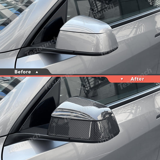 [Real Carbon Fiber] Rear View Mirror Covers for Tesla Model Y Juniper 2025+ (1 Pair)