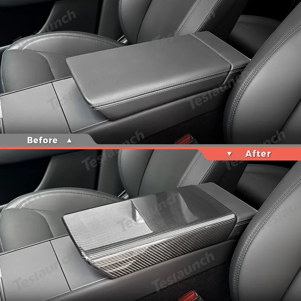 [Real Carbon Fiber] Armrest Cover for Tesla Model Y Juniper 2025+