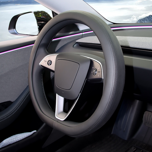 Premium Ventilated Steering Wheel Cover for Tesla 2024+ Model 3 Highland BLACK