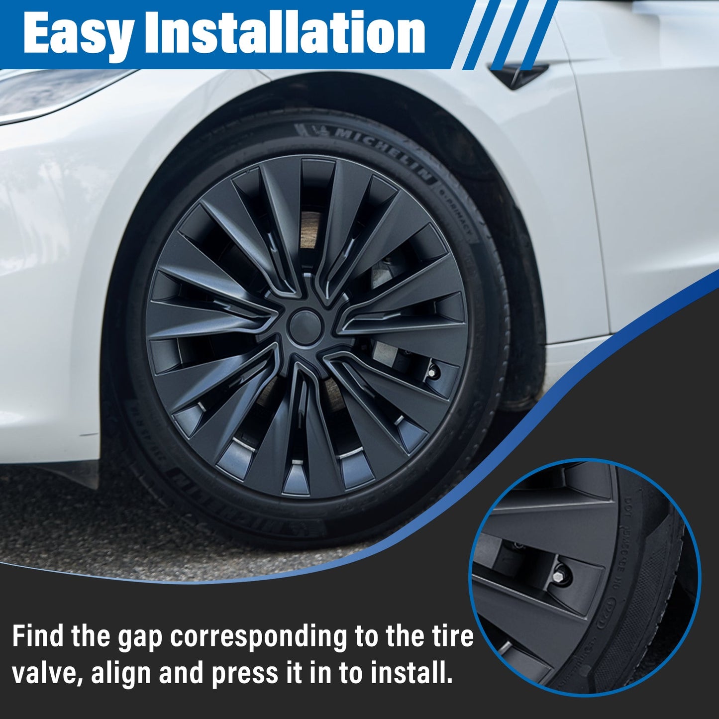 19" Turbine Style Wheel Hub Cover For Tesla Model Y 2020-2024