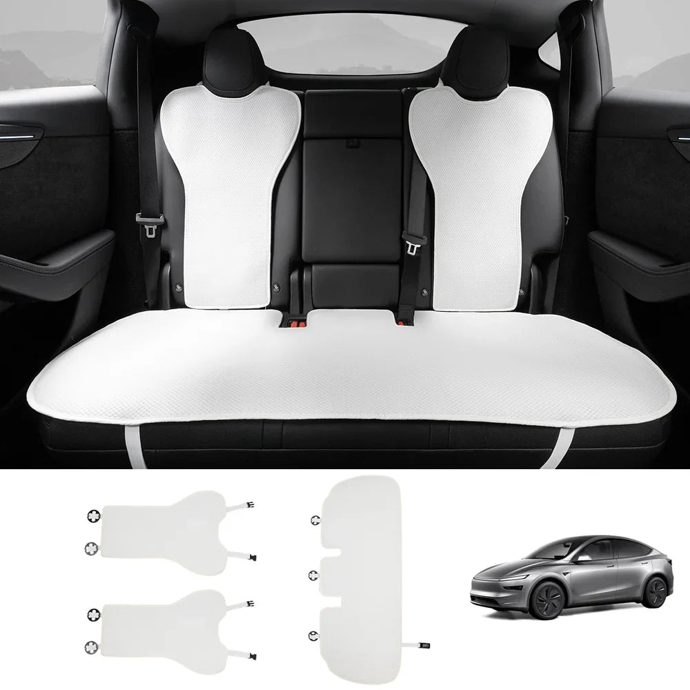Ice Silk Breathable Air Mesh Seat Cushion for Tesla Model Y Juniper 2025+ White Rear Seat (3 Pcs)