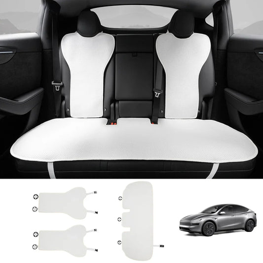 Ice Silk Breathable Air Mesh Seat Cushion for Tesla Model Y Juniper 2025+ White Rear Seat (3 Pcs)