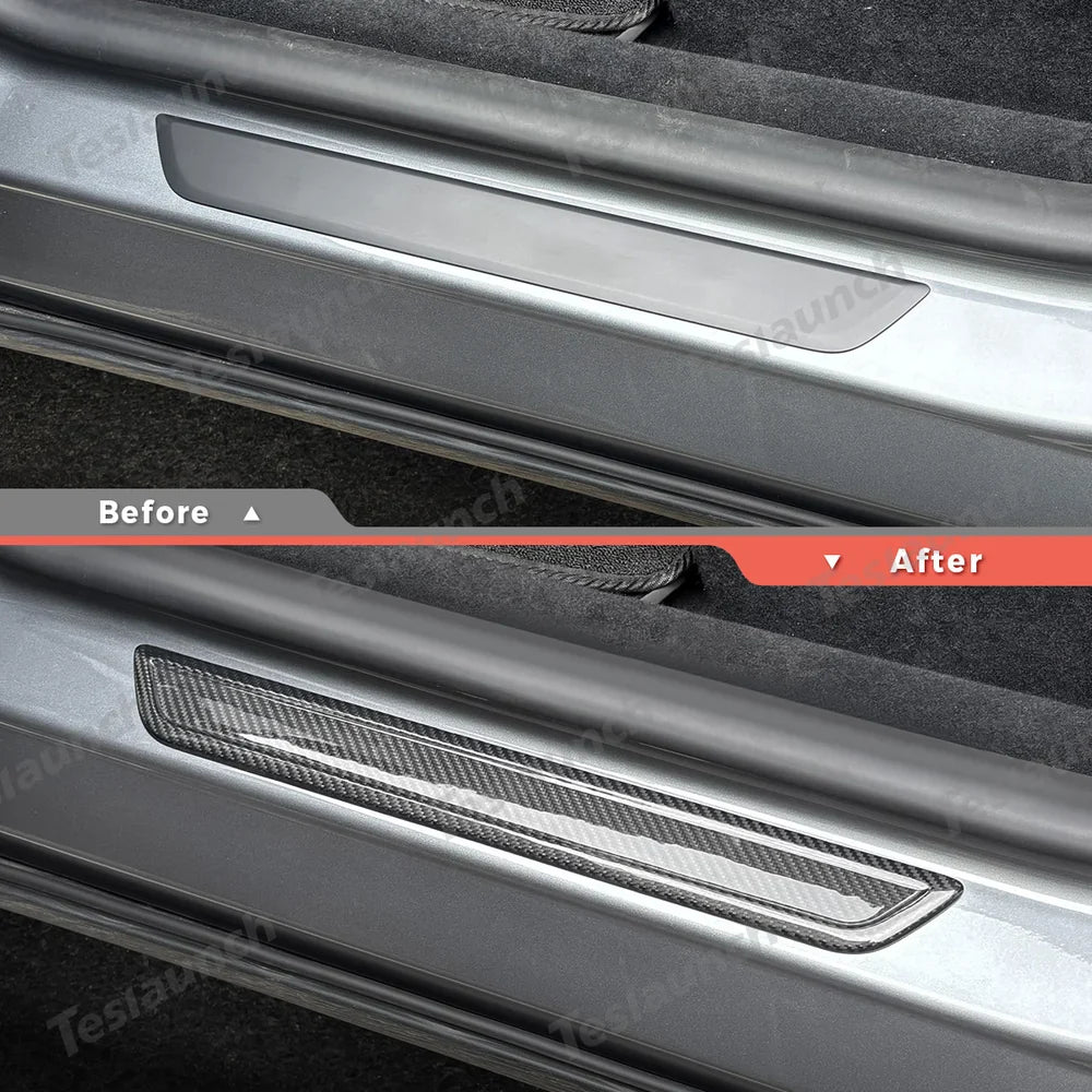 [Real Carbon Fiber] Front Door Sill Protectors for Tesla Model Y Juniper 2025+ (2PCS)