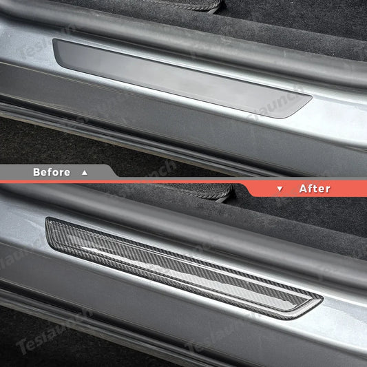 [Real Carbon Fiber] Front Door Sill Protectors for Tesla Model Y Juniper 2025+ (2PCS)