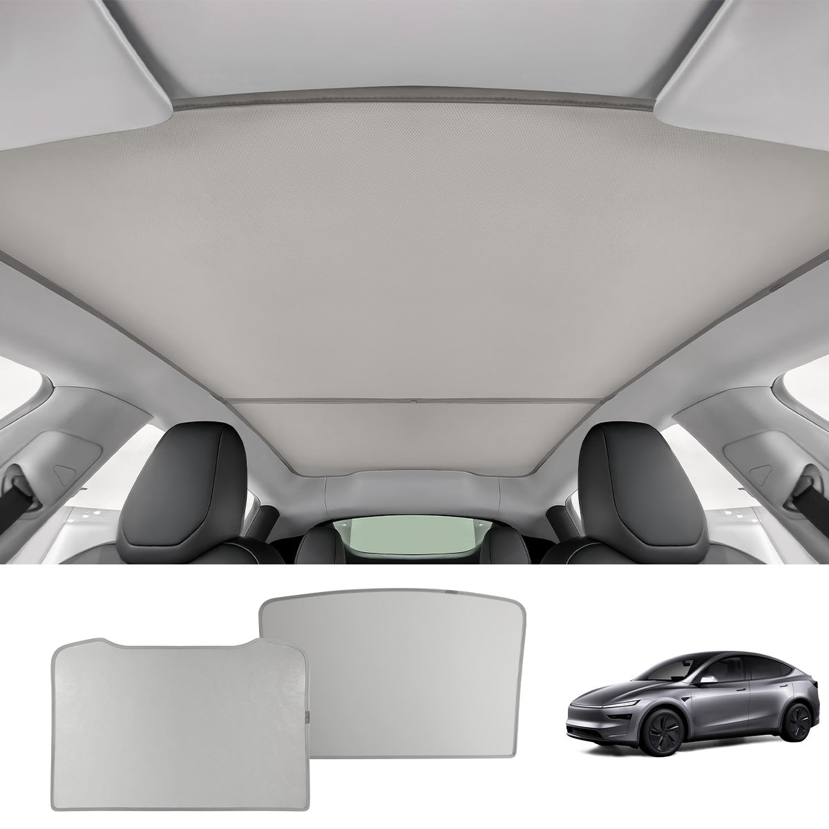 Split Nano Ice Crystal Glass Roof Sunshade for Tesla Model Y Juniper 2025+ Grey