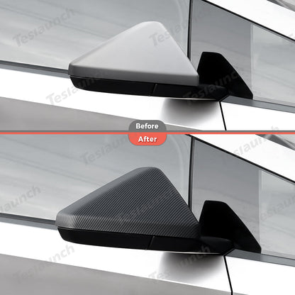 Rear View Mirror Covers (Carbon Fiber Pattern ABS) (1 Pair) for Tesla Cybertruck