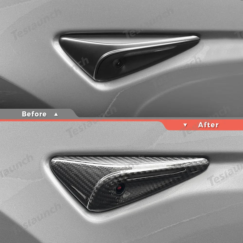 [Real Carbon Fiber] Turn Signal Camera Overlay Covers For Tesla Model Y Juniper 2025+ (2 Pcs)
