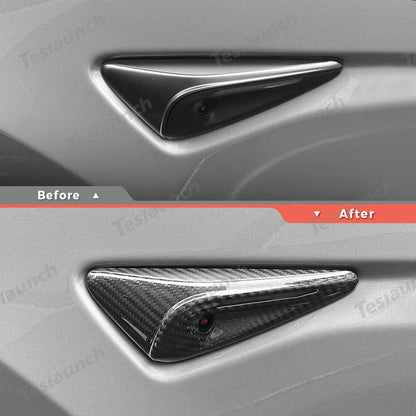 [Real Carbon Fiber] Turn Signal Camera Overlay Covers For Tesla Model Y Juniper 2025+ (2 Pcs)