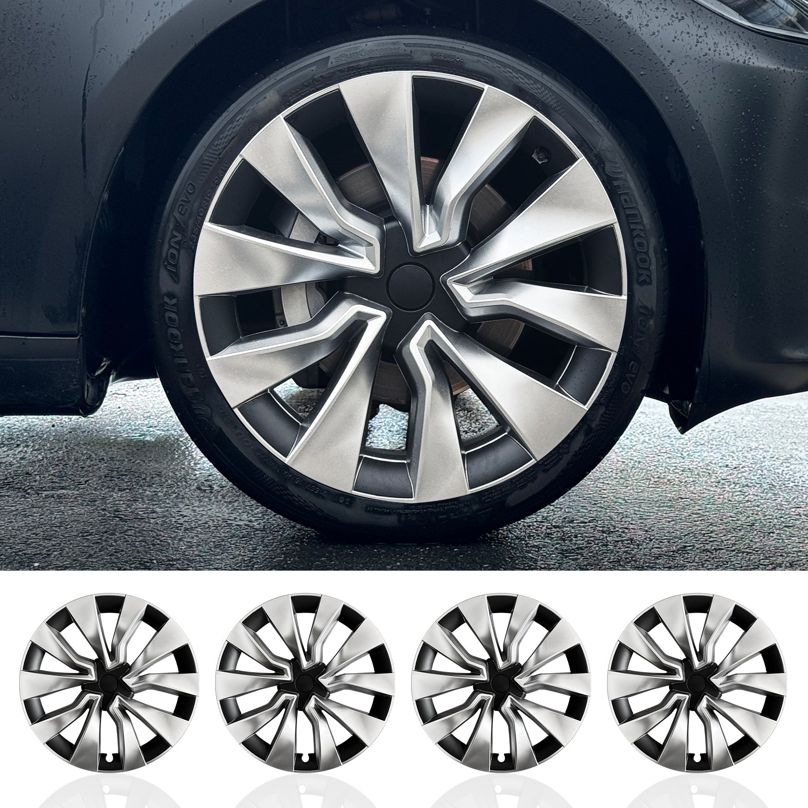 19" Turbine Style Wheel Cover Hubcaps for Tesla Model 3 Highland – Set of 4