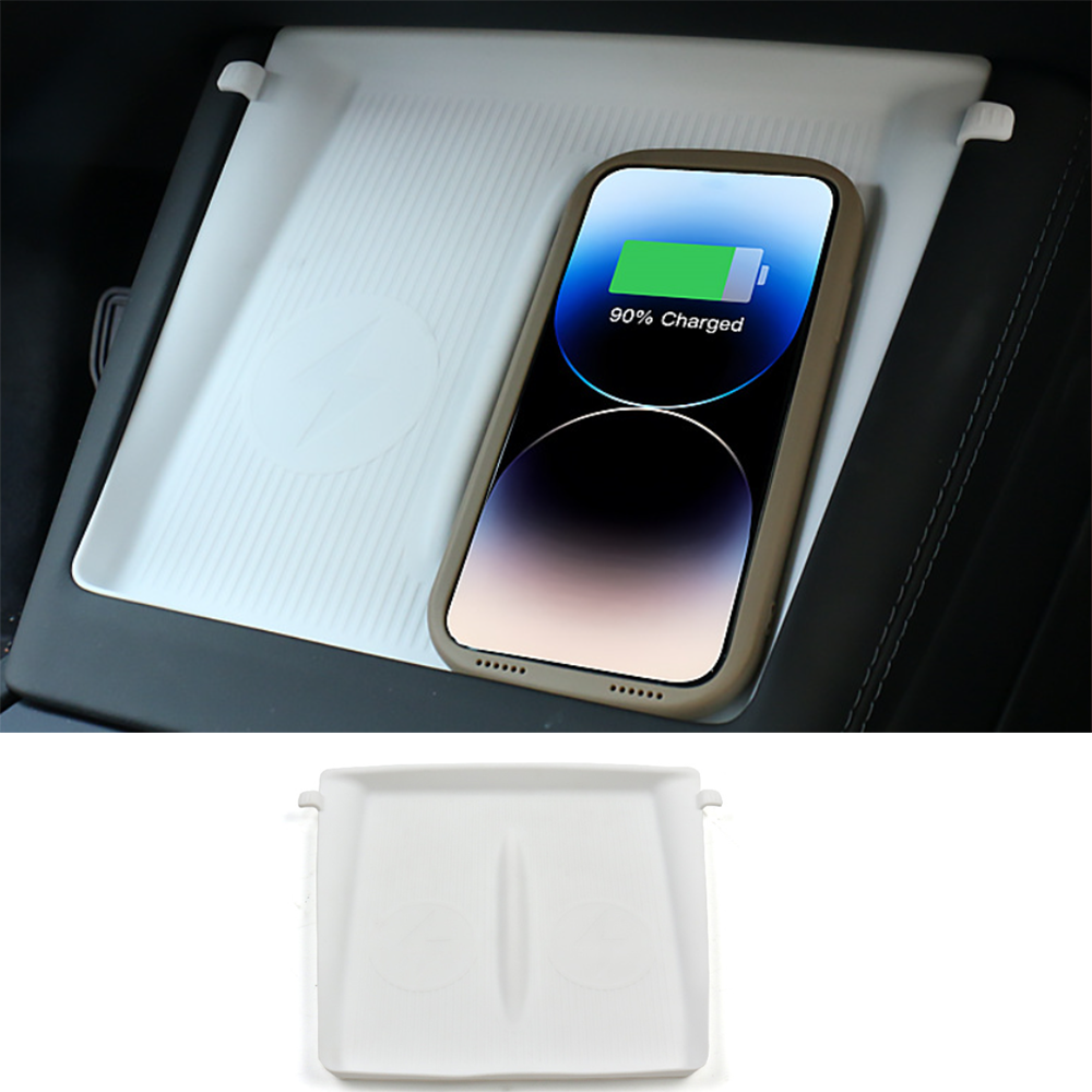 Anti-Slip Silicone Wireless Charging Pad for Tesla Model 3 Highland 2024+ White
