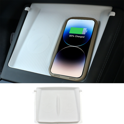 Anti-Slip Silicone Wireless Charging Pad for Tesla Model 3 Highland 2024+ White