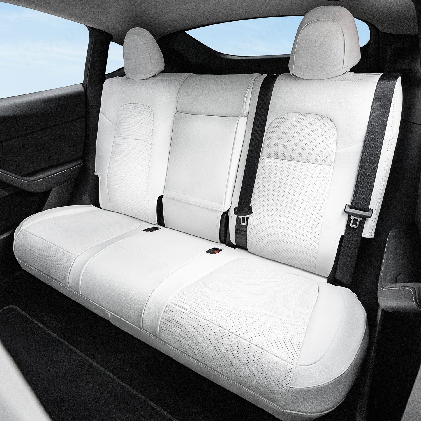 All-Inclusive 2020-2024 5 Seat Tesla Model Y Seat Cover White Rear Seats Only