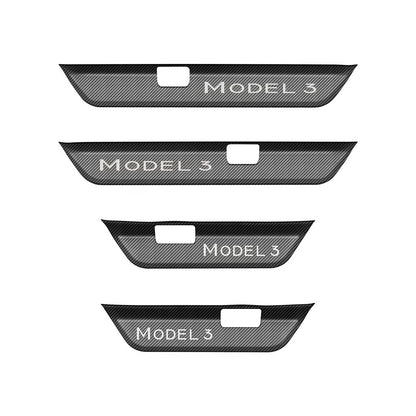 Anti-scratch Front Rear Door Sill Protector Cover for Tesla Model 3 Highland 2024+ Carbon Fiber