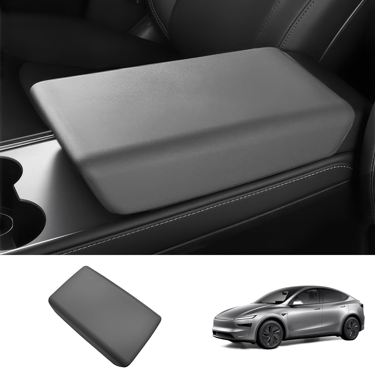 TPE Center Console Armrest Cover for Tesla Model Y Juniper 2025+ Grey