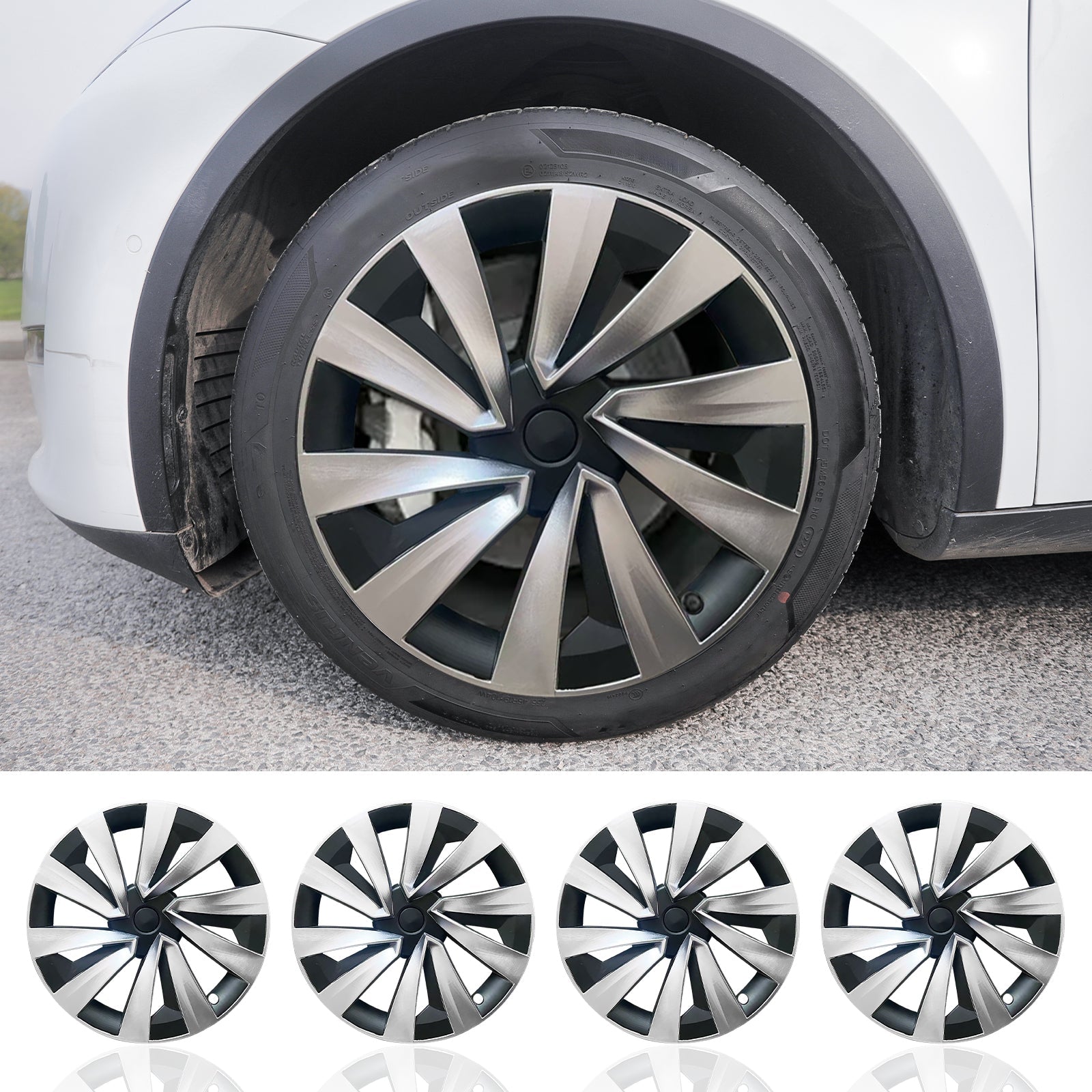 Design for Tesla Model Y Juniper 2025 2026 Wheel Cover Protect Rim 19'' Turbine Hubcaps