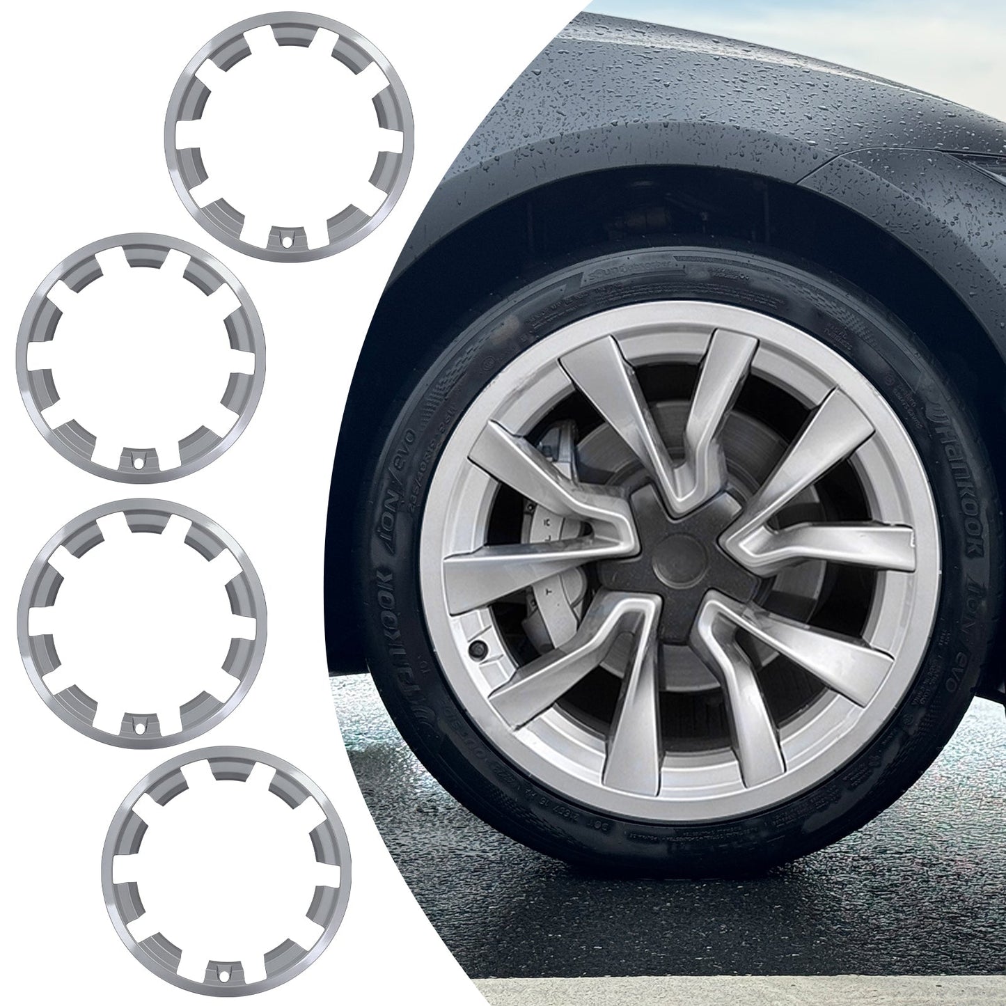 19 inch Wheel Rim Protector Ring For Tesla Model 3 Highland 2023-2025 Silver