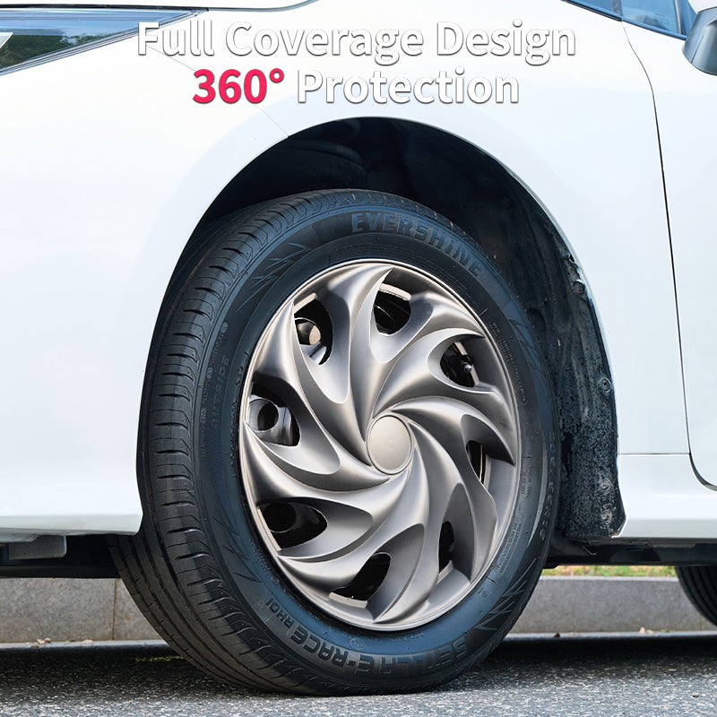 15" Tornado Style Silver Wheel Covers Hubcaps for Universal Fit R15 Tire Steel Wheels 4 PCS