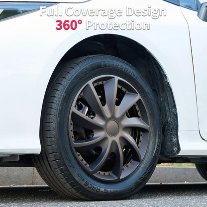 15" Storm Style Wheel Covers Hubcaps for Universal Fit R15 Tire Steel Wheels 4 PCS
