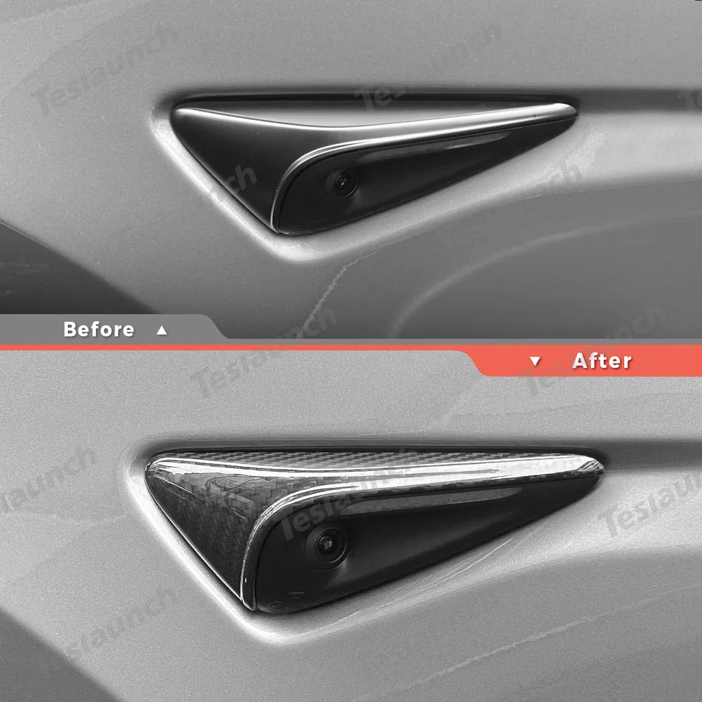 [Real Carbon Fiber] Turn Signal Camera Overlay Covers For Tesla Model Y Juniper 2025+ (2 Pcs)