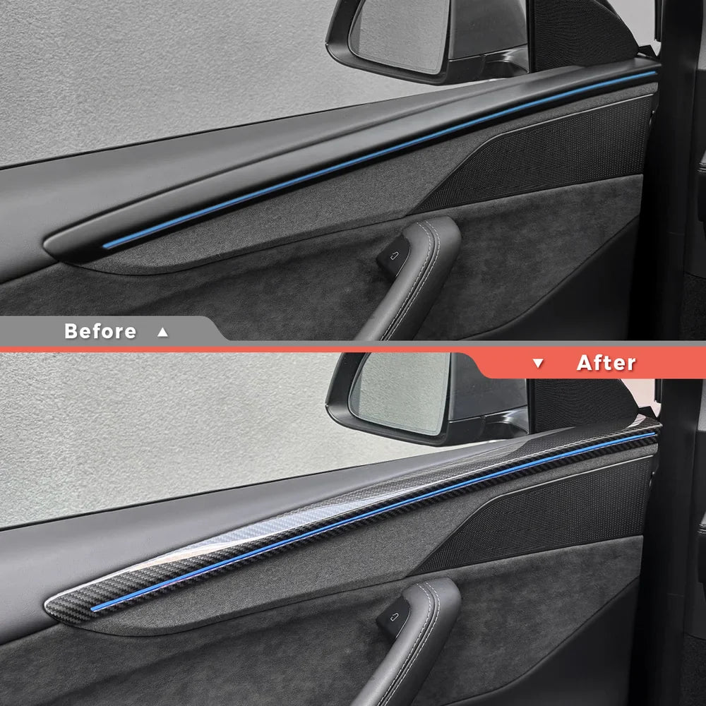 [Real Carbon Fiber] Door Trim Cover for Tesla Model Y Juniper 2025+ (4 Pcs)