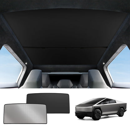 Split Nano Ice Crystal Glass Roof Sunshade for Cybertruck (2 PCS) Black