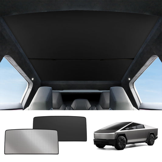 Split Nano Ice Crystal Glass Roof Sunshade for Cybertruck (2 PCS) Black
