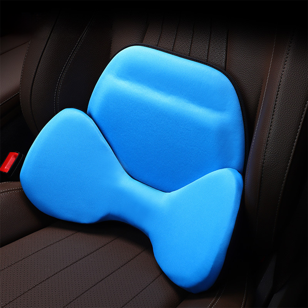 Ergonomic Ice Silk Breathable Lumbar Support Pillow - Fits All Cars Blue