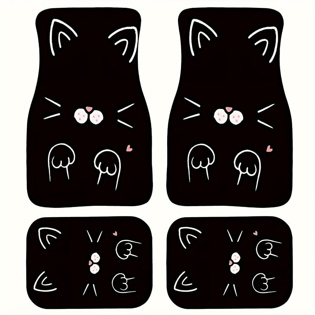 4pcs Set Cute Cartoon Cat Car Floor Mats Fit for Tesla Car Carpet Mats For Model 3 Model Y Car Accessories 4pcs