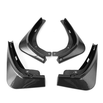 Mud Flaps Splash Guards For Tesla Model 3 Front Rear Mudguard Kit Molded Full Protection Auto Accessories (4 pcs) (2017-2023) Glossy Carbon Fiber