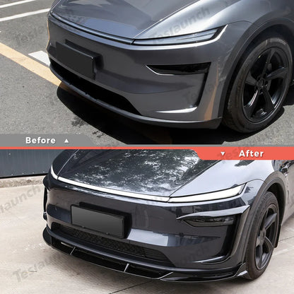 3-Piece Front Lip Spoiler & Fog Light Trim for Tesla Model Y Juniper 2025+