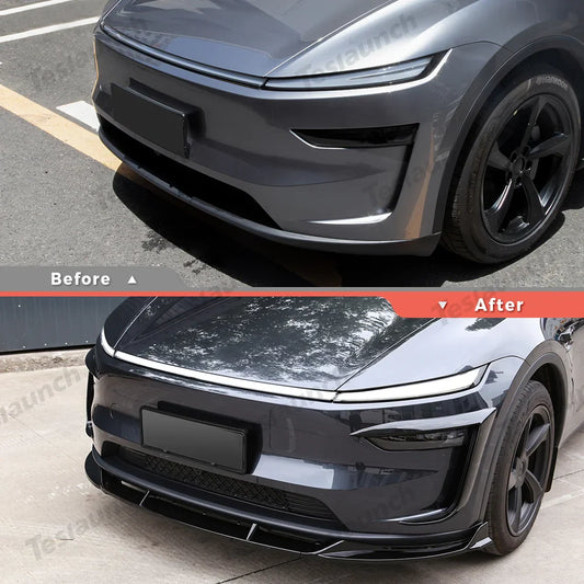 3-Piece Front Lip Spoiler & Fog Light Trim for Tesla Model Y Juniper 2025+