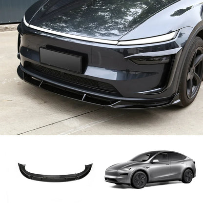 3-Piece Front Lip Spoiler & Fog Light Trim for Tesla Model Y Juniper 2025+ Front Lip Spoiler Only Glossy Black