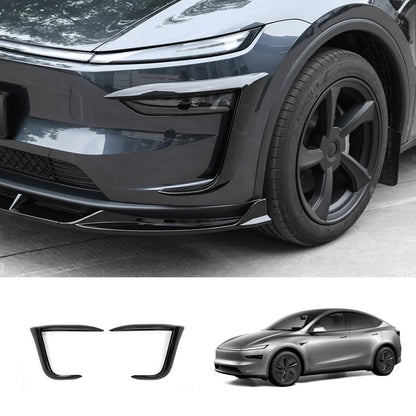 3-Piece Front Lip Spoiler & Fog Light Trim for Tesla Model Y Juniper 2025+ Fog Light Trim Only Glossy Black