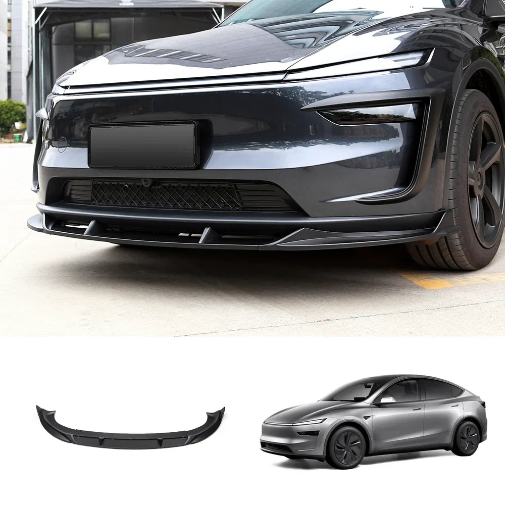 3-Piece Front Lip Spoiler & Fog Light Trim for Tesla Model Y Juniper 2025+ Front Lip Spoiler Only Matte Black