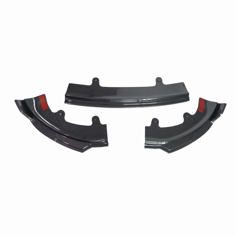 ABS 3-Piece No-Drill front bumper lip spoiler for Tesla Model Y Juniper 2025+ Glossy Carbon Style